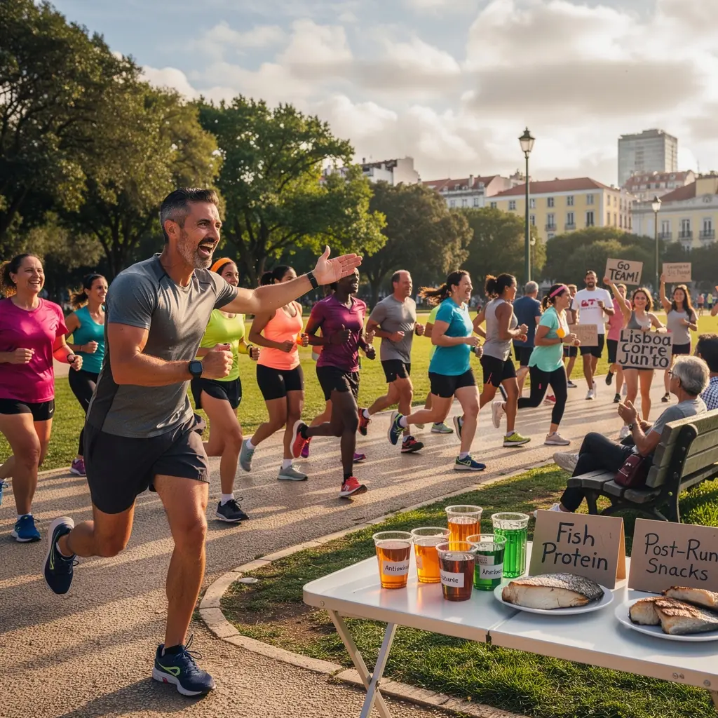 Placa informativa sobre os benefícios da cúrcuma para a nutrição esportiva.